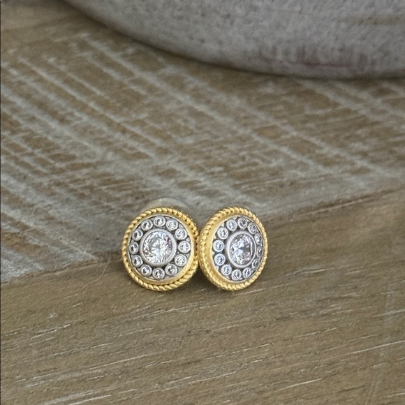 Freida Rothman Jewelry - Freida Rothman button 925 Sterling Gold overlay Stud Earrings